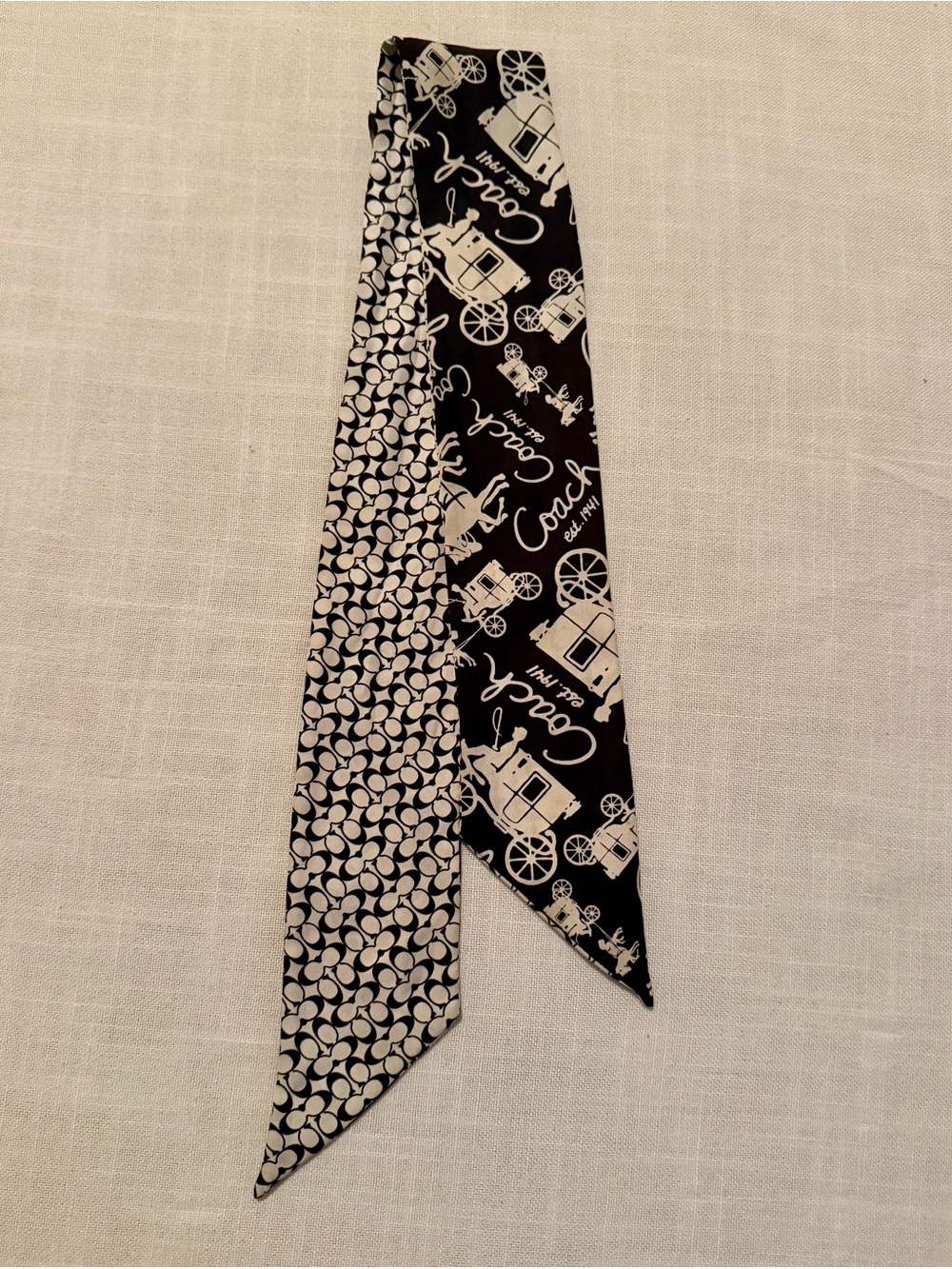 Coach Silk Purse Scarf Y2K Black and White Double Sided